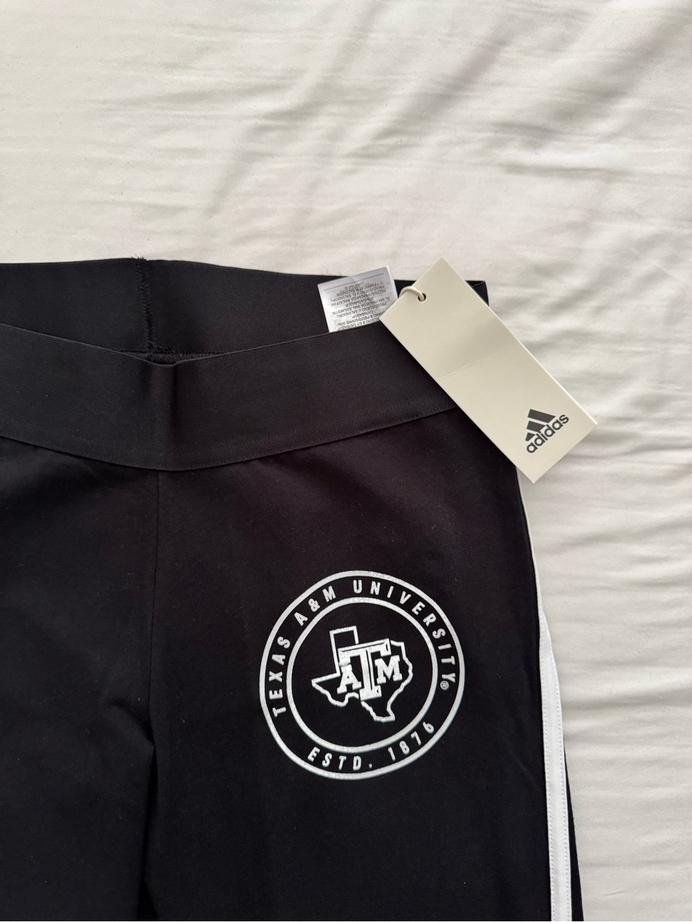 Adidas Women’s Black Leggings with White Texas A&M Logo